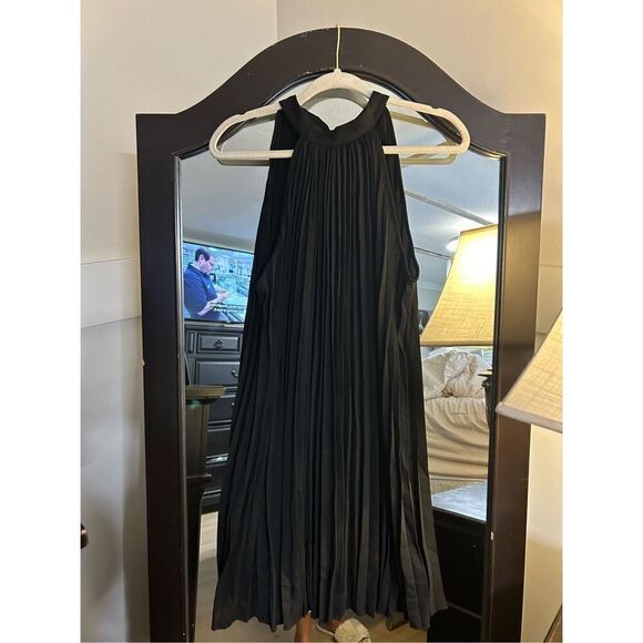 NEW Sleeveless Tie Back Halter Mini Swing Pleated Loose Dress XL - Picture 5 of 5